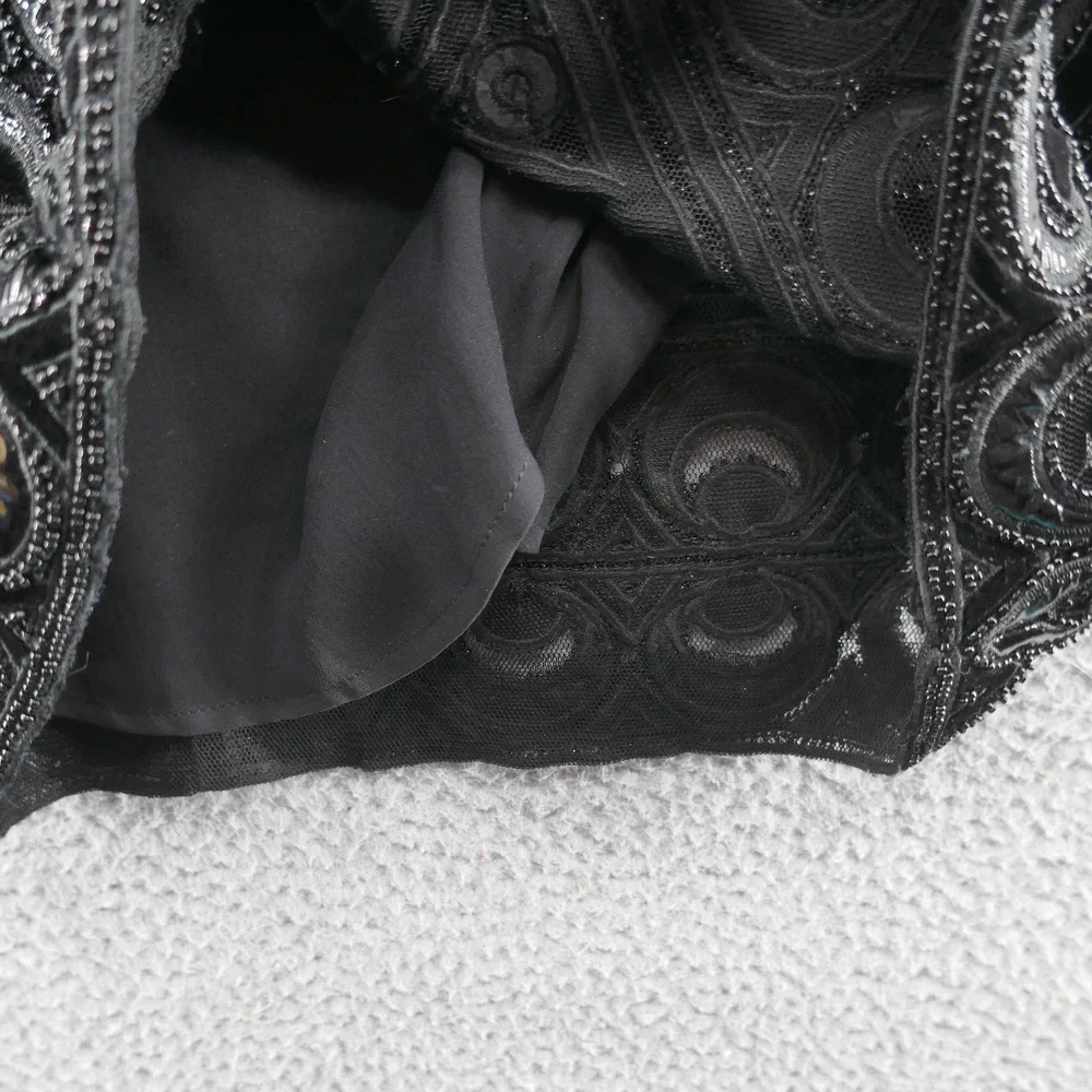 Tory Burch Womens‎ Beaded Velvet Patent Leather Sheath Dress 4 Black Cocktail